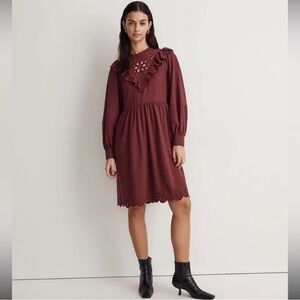 NWT Madewell Long Sleeve Burgundy Dress